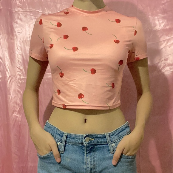 Y2K Cherry Swim Coverup Top - Picture 1 of 3